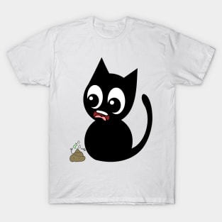 Funny black cat smells poo poo T-Shirt